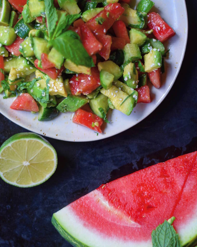 Fresh Watermelon + Avocado Salad - FoodByMaria