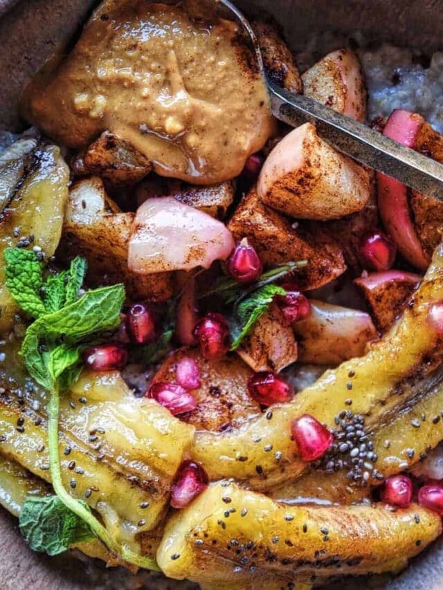 Fried Banana Cinnamon Apples and Oats