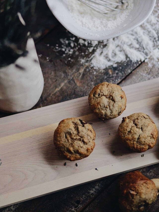 I always have a batch of plant-based banana chocolate chip muffins in the house. They are so easy to whip up and save me every time I need a quick snack.