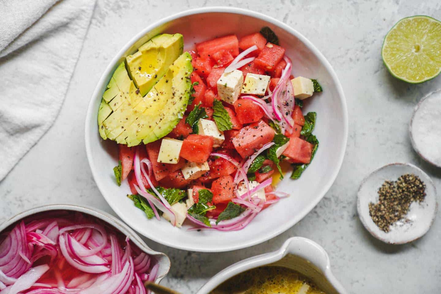 Easy Watermelon Salad with Tofu | FoodByMaria Recipes