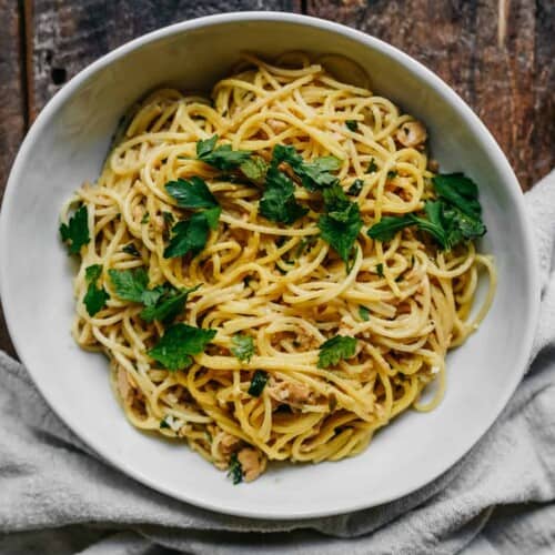 Vegan 5 Ingredient Creamy Garlic Lemon Pasta Recipe