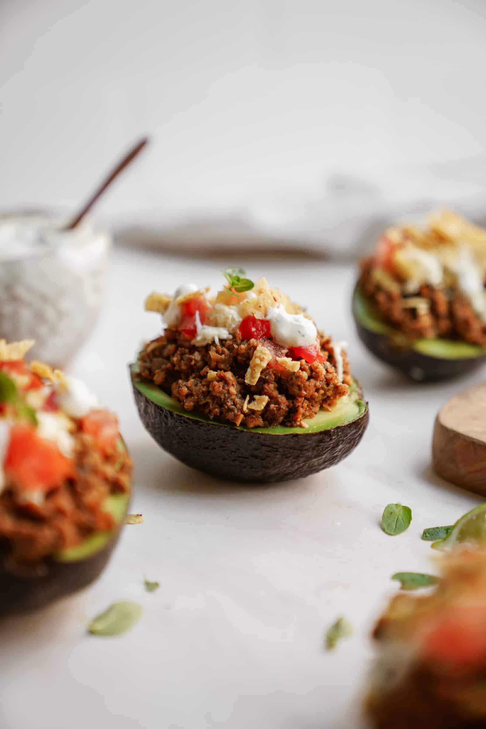 Scattered taco stuffed avocado