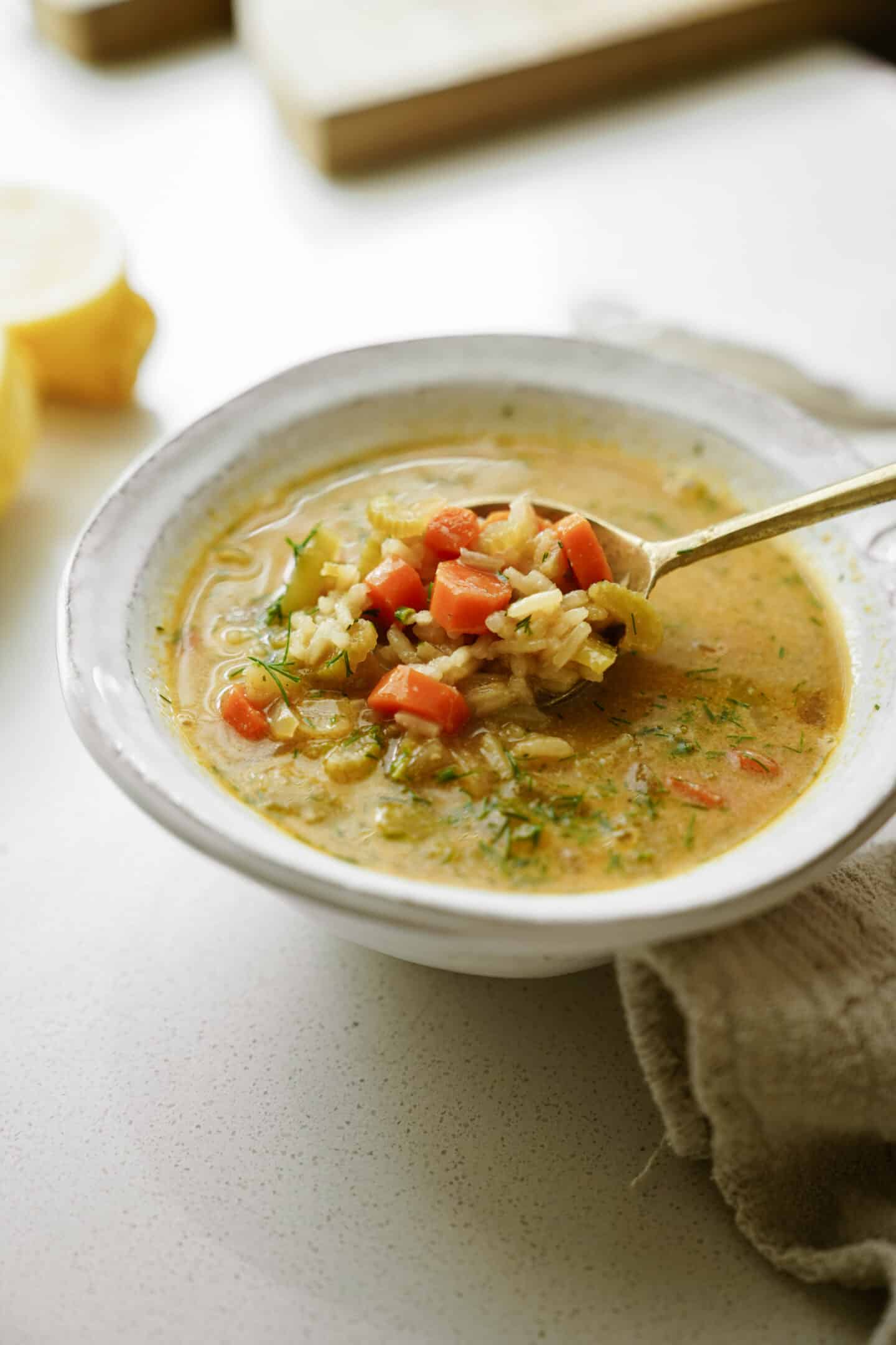 Vegan Greek Lemon Rice Soup | FoodByMaria