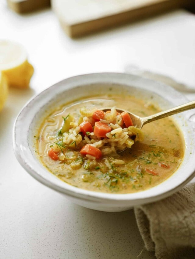 Bowl of lemon rice soup