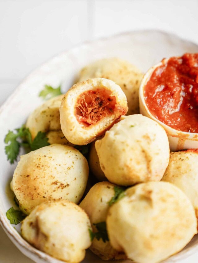 Close-up of homemade pizza pockets