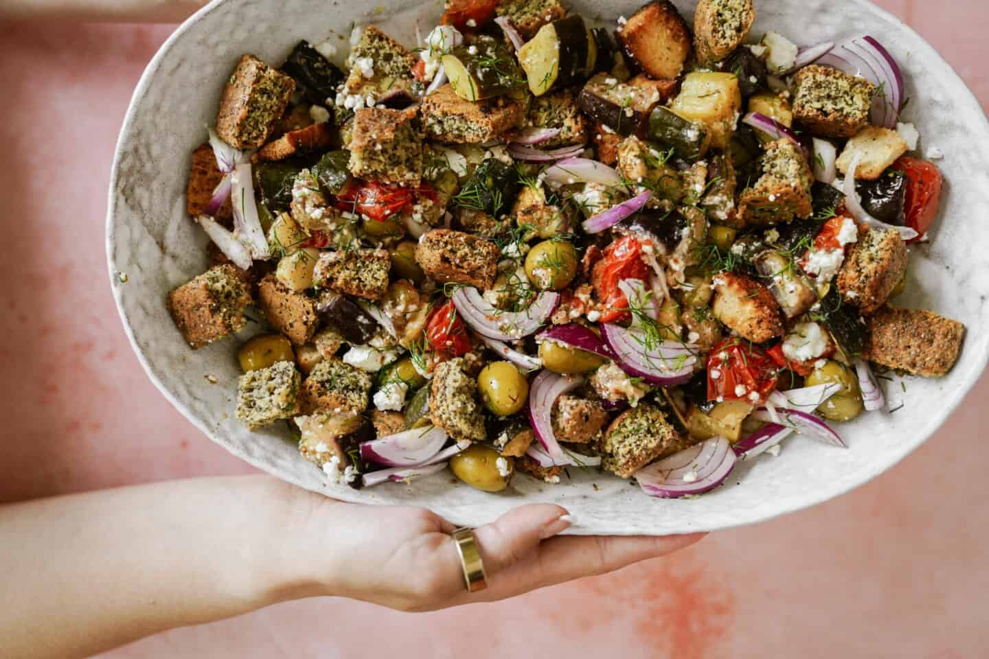 Panzanella Salad with Homemade Croutons | FoodByMaria Recipes