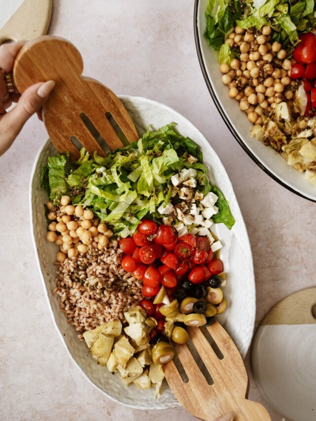 Grain bowl in serving dish