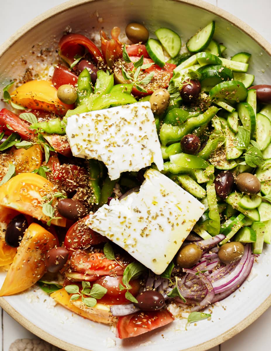 Close up of greek salad