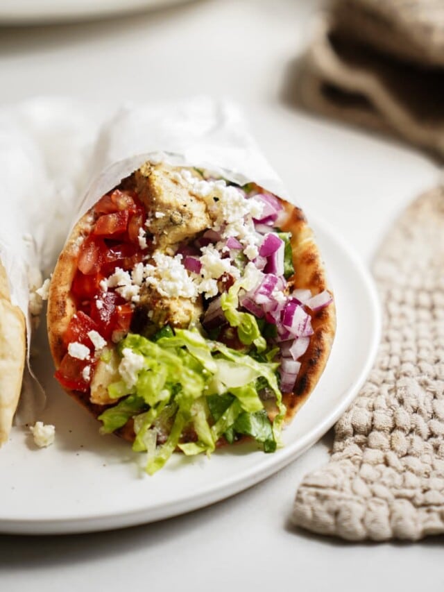 Chicken gyros on a plate