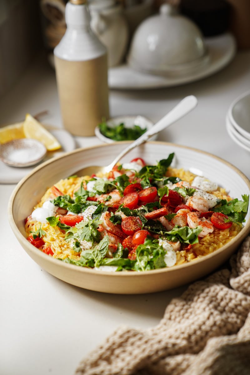 One pot orzo on counter