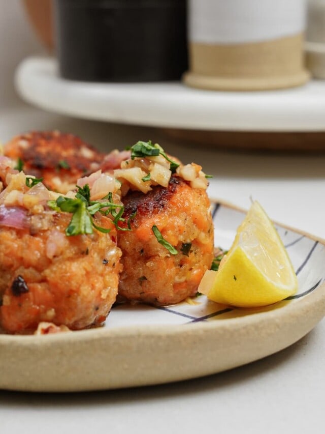 Salmon balls on a plate