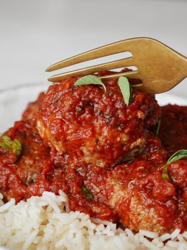 Greek Meatballs in Tomato Sauce with rice