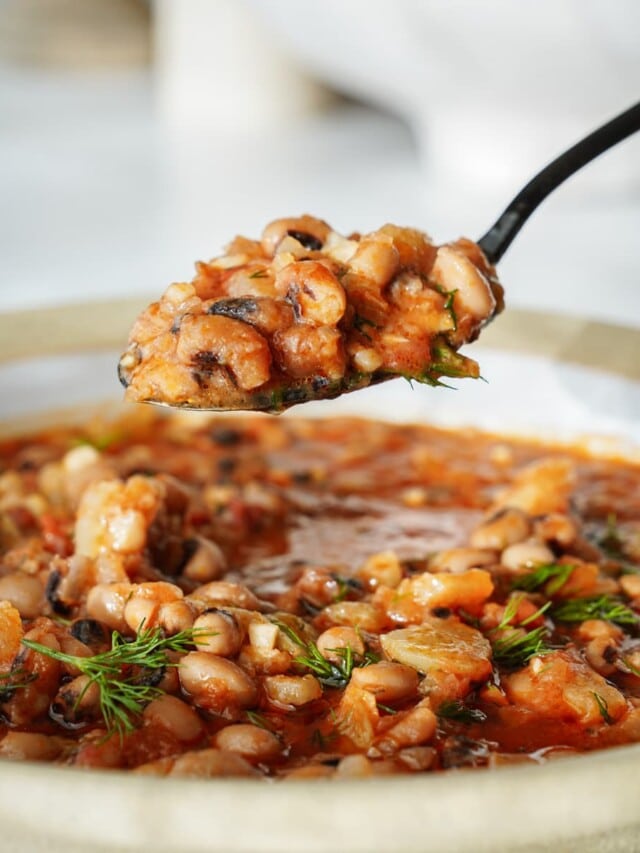 Close up of black eyed pea soup