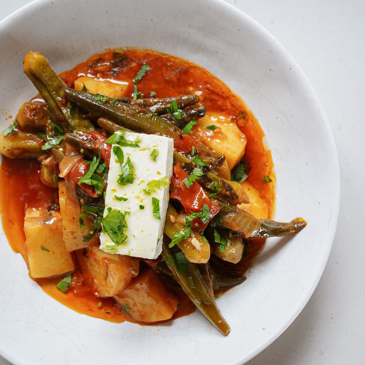 Okra stew in a bowl