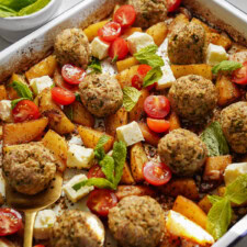 Greek meatballs on a tray