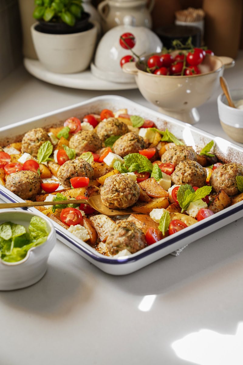 Greek Meatballs on a tray