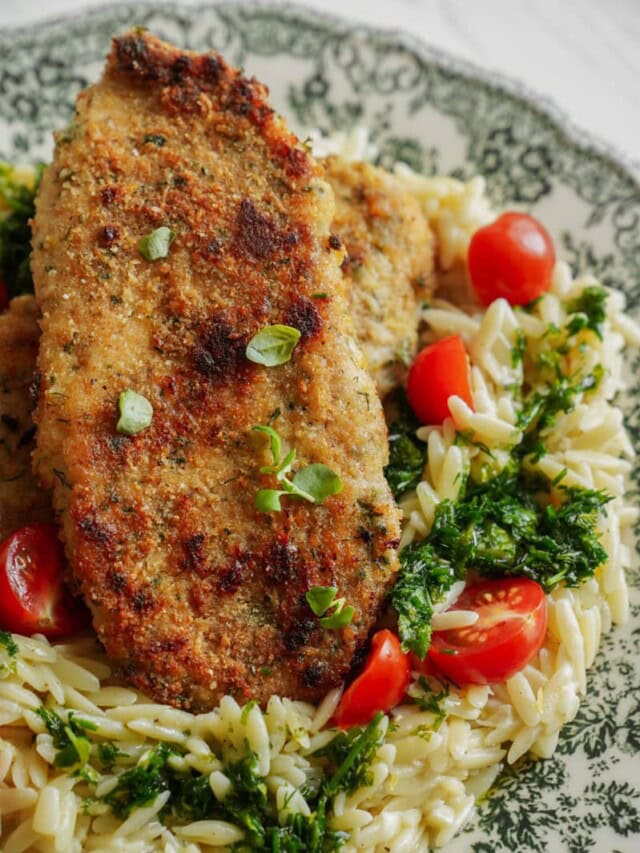 Close up of chicken cutlet