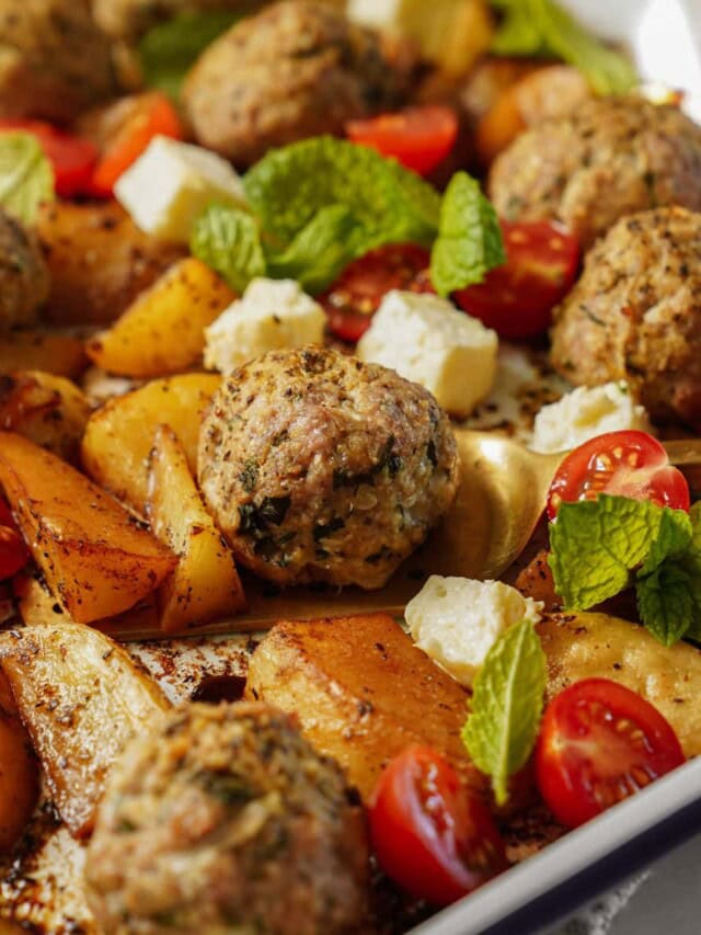 Close up of Greek Meatballs