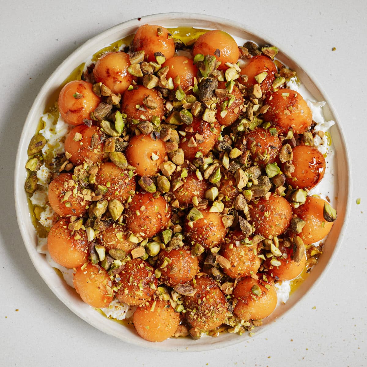 Cantaloupe salad on a plate