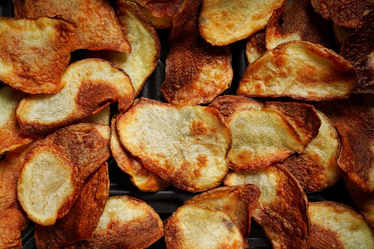 Close up of homemade potato chips