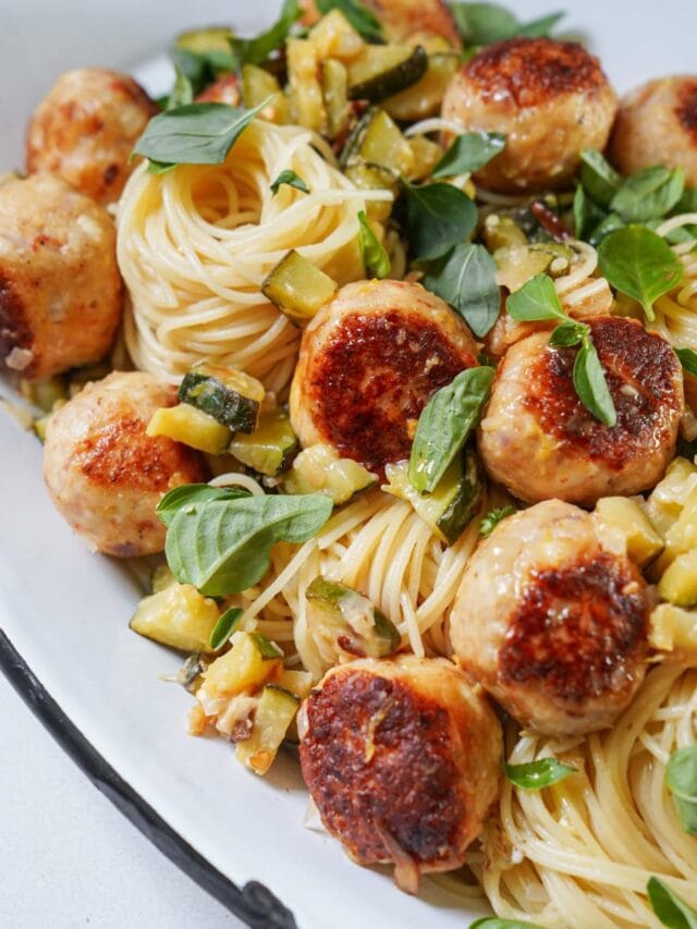 Zucchini Pasta with Shrimp Balls